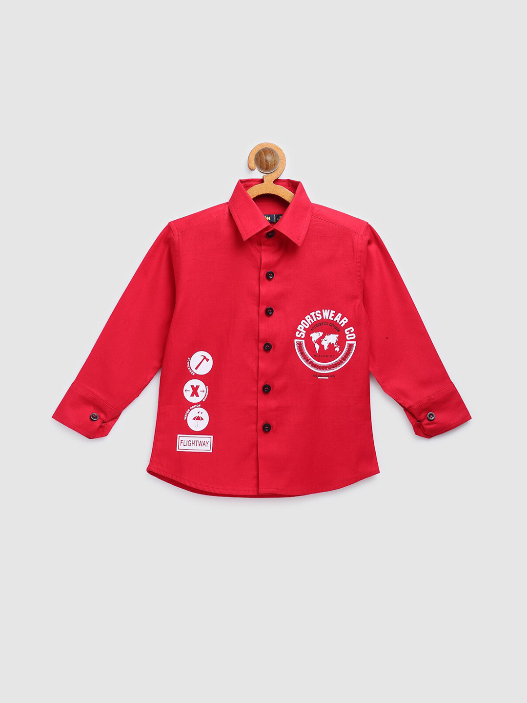

NYNSH Boys Red & White Printed Cotton Casual Shirt