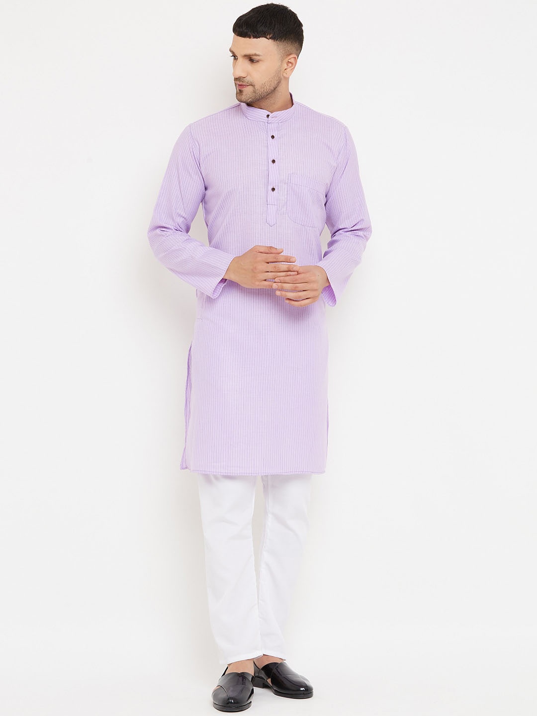 

Armaan Ethnic Men Lavender Striped Kurta with Pyjamas