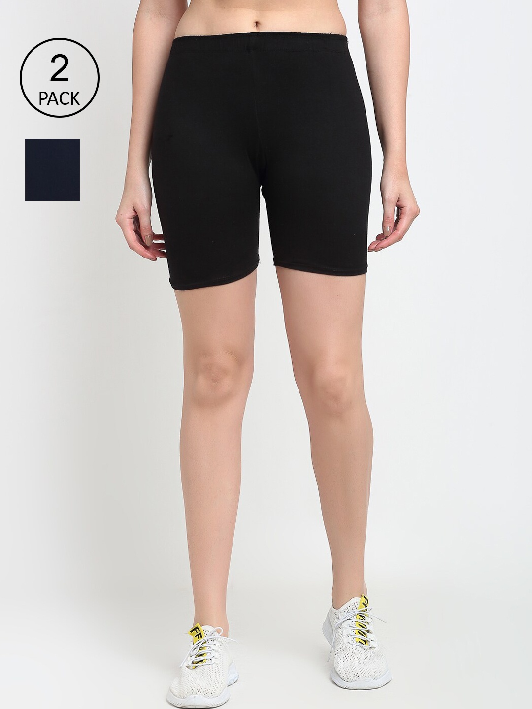 

Jinfo Women Black & Navy Blue Cycling Sports Shorts