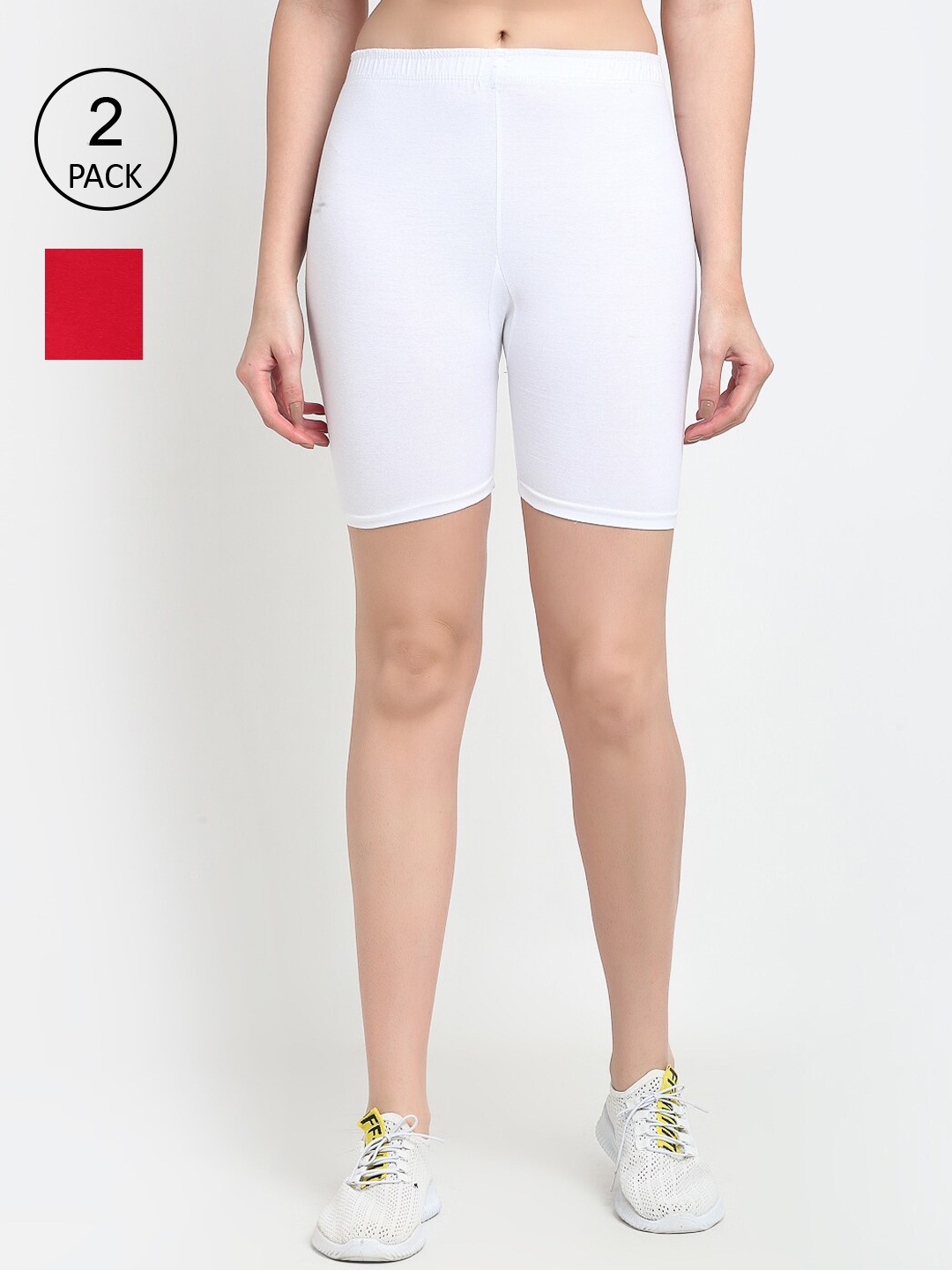 

Jinfo Women Pack Of 2 Cycling Sports Shorts, White