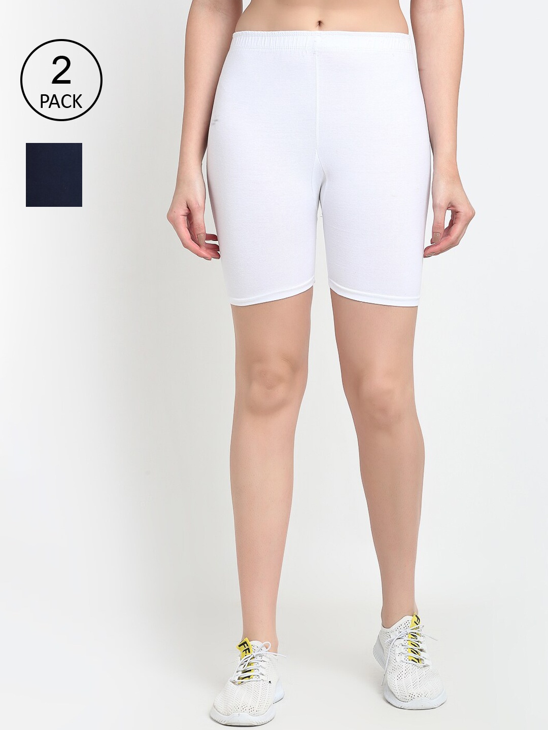 

Jinfo Women Pack Of 2 Cycling Sports Shorts, White