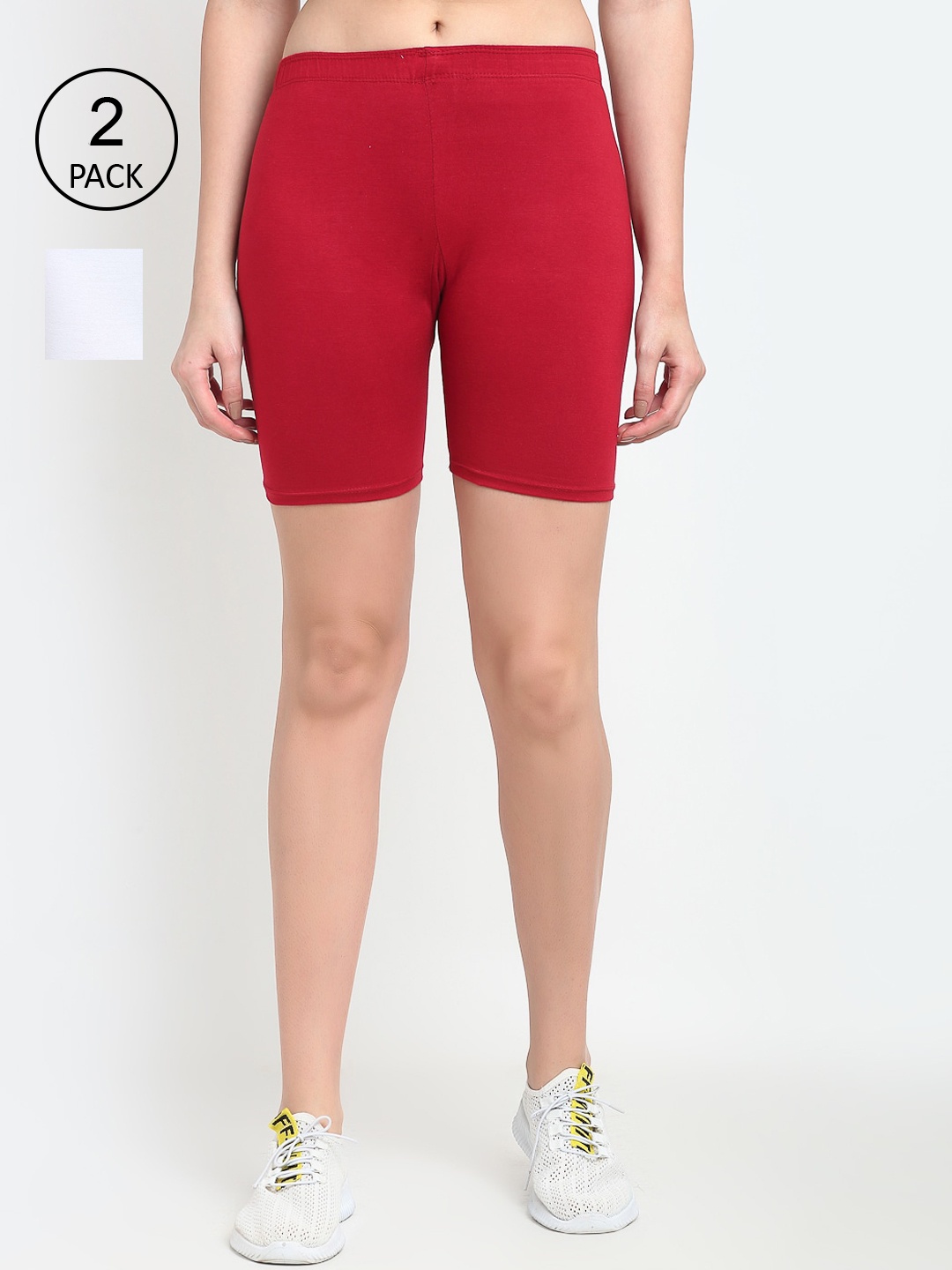 

Jinfo Women Pack Of 2 Cycling Sports Shorts, White