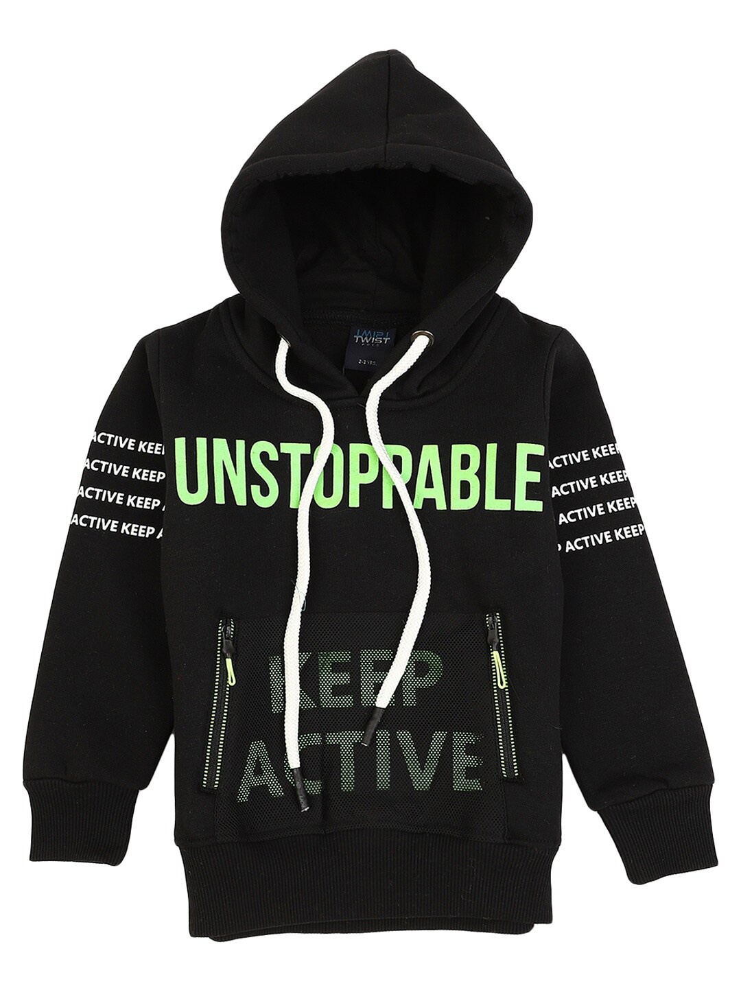 

V-Mart Boys Black Printed Hooded Sweatshirt