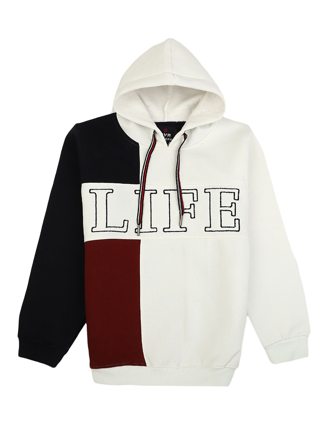 

V-Mart Boys White Printed Hooded Sweatshirt