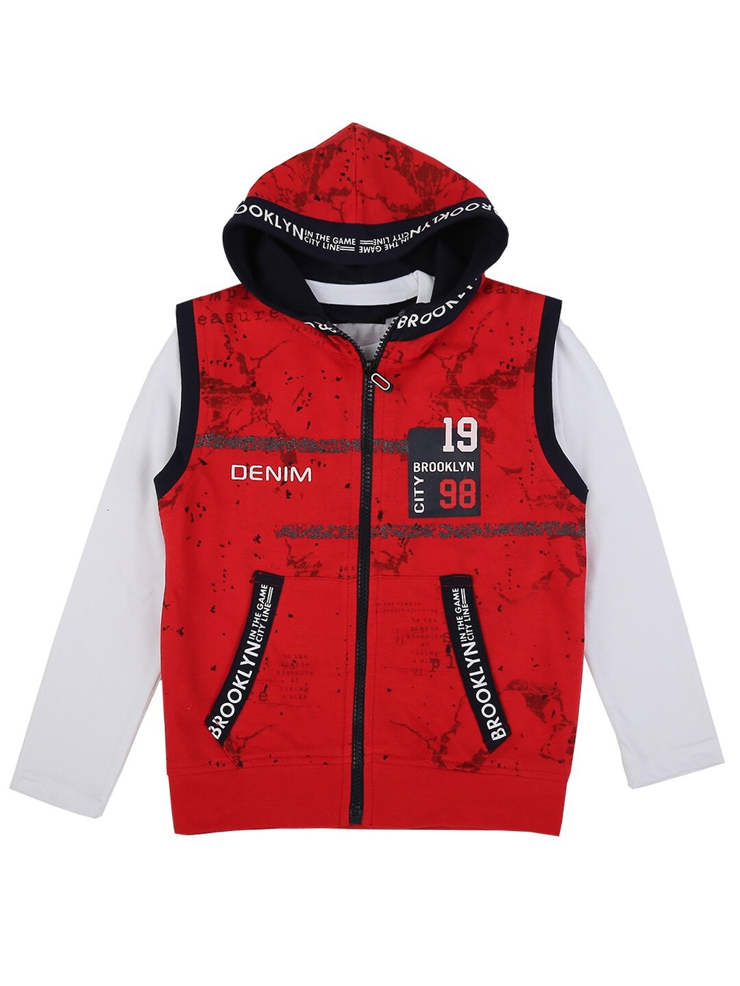 

V-Mart Boys Red Typography Printed Applique T-shirt