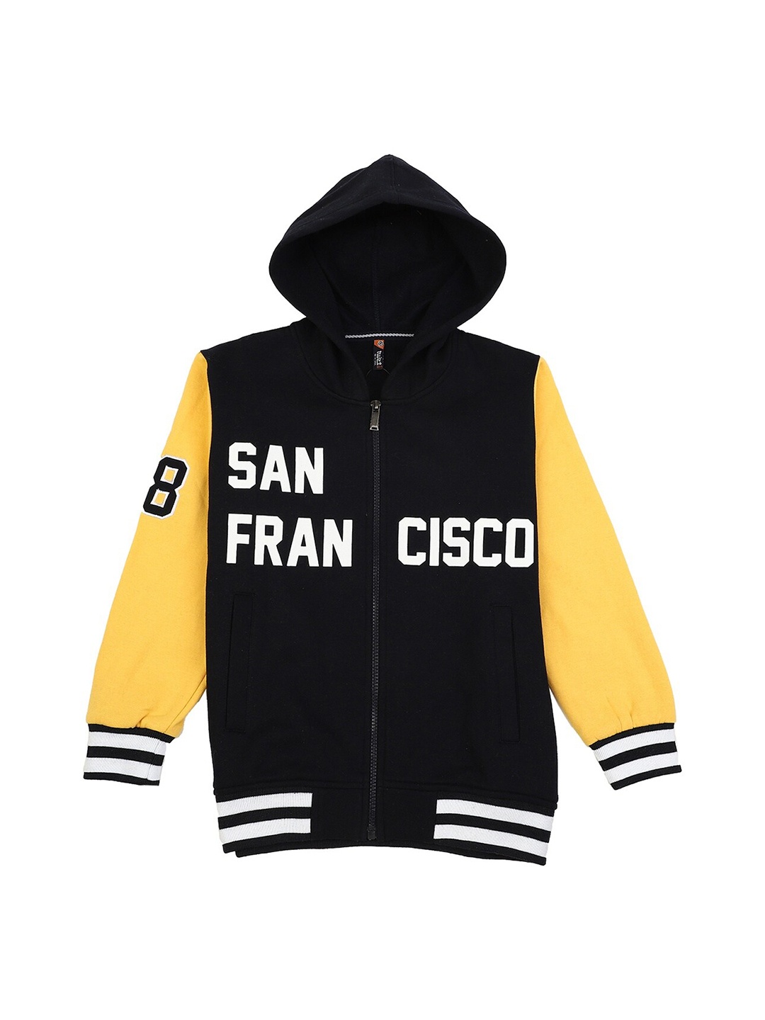 

V-Mart Boys Black Colourblocked Hooded Sweatshirt