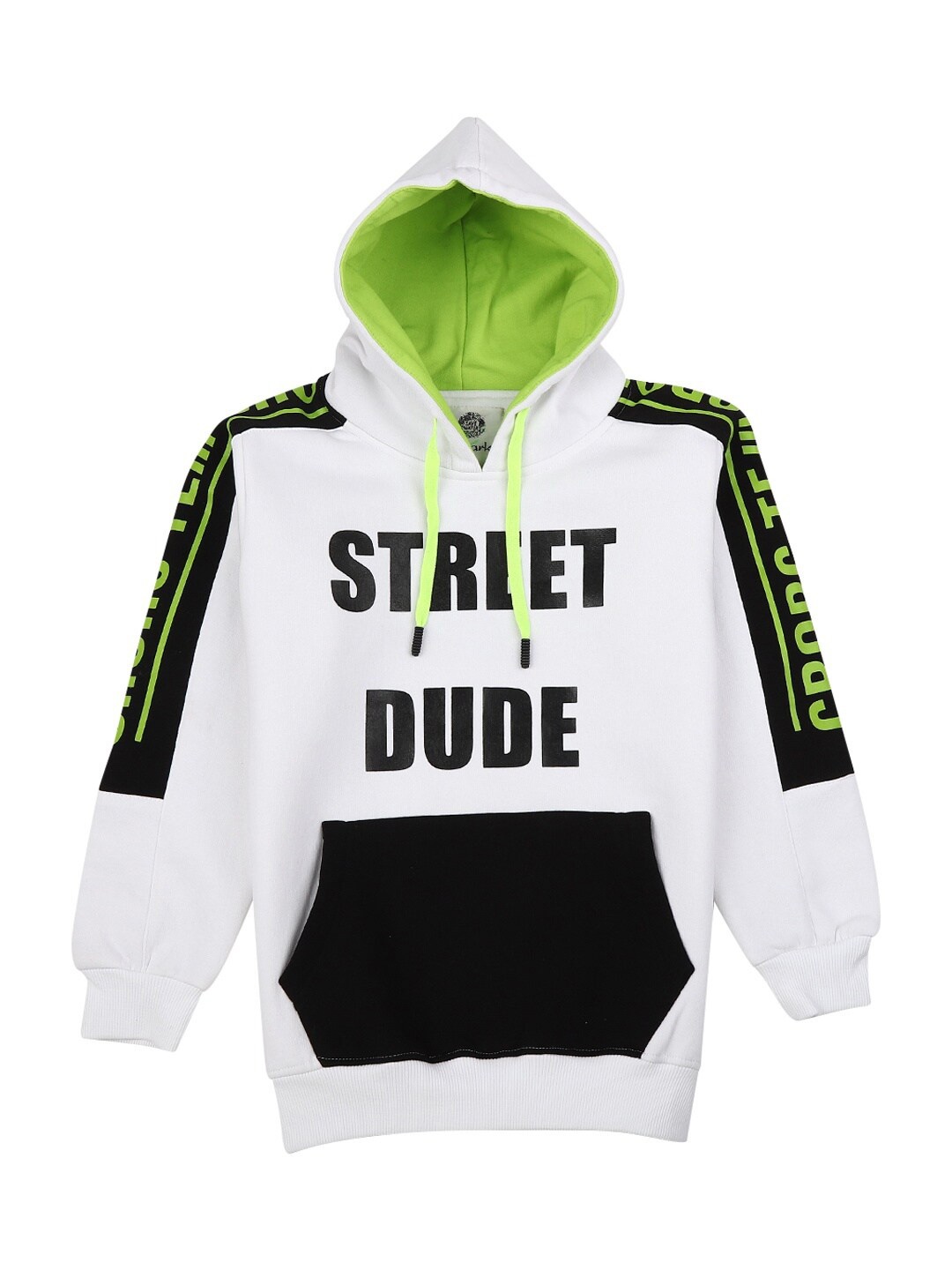

V-Mart Boys White Printed Hooded Sweatshirt