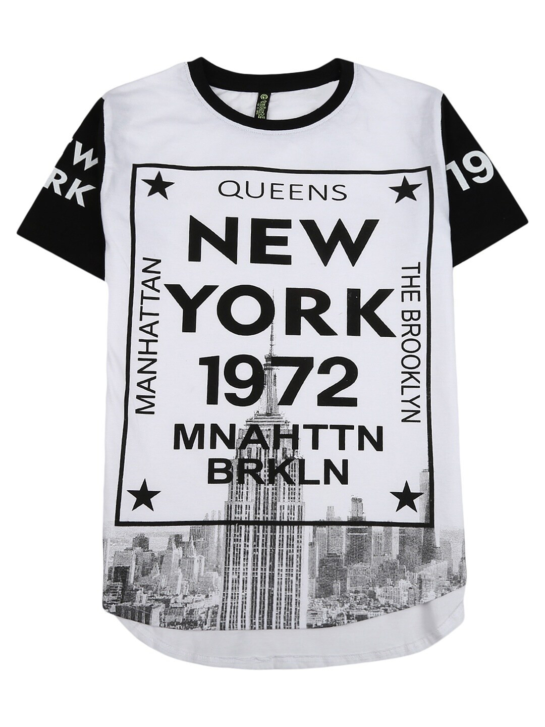 

V-Mart Boys White & Black Printed Cotton T-shirt
