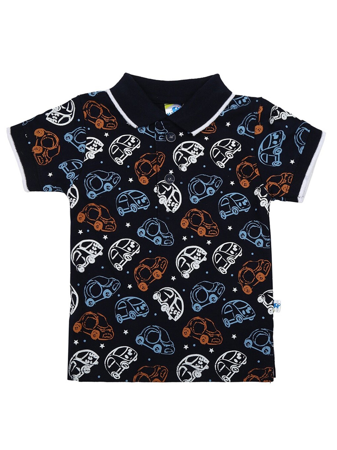 

V-Mart Kids Blue & White Printed Polo Collar T-shirt