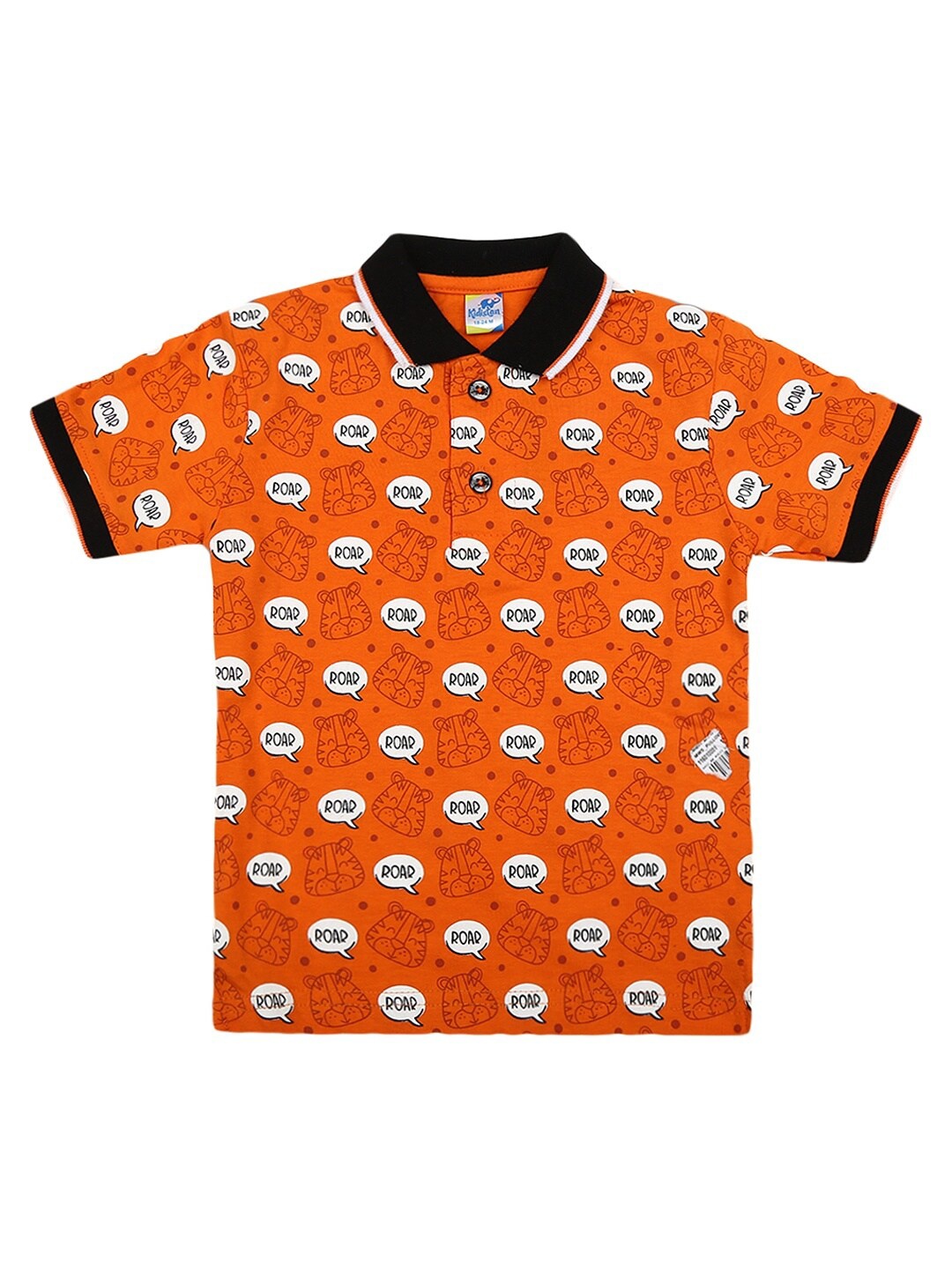 

V-Mart Infant Kids Orange & White Printed Polo Collar T-shirt