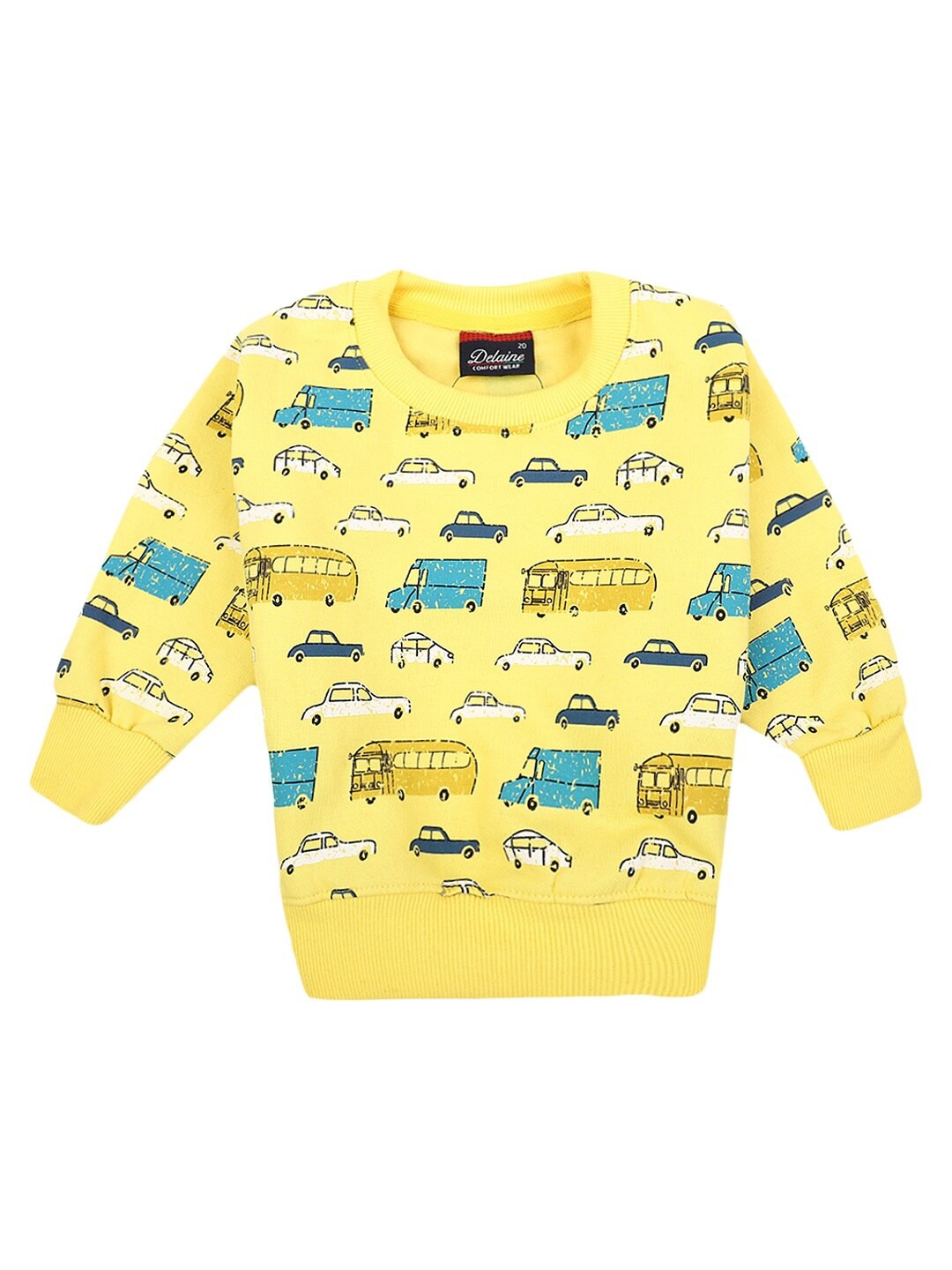 

V-Mart Kids Yellow & Blue Printed Applique T-shirt