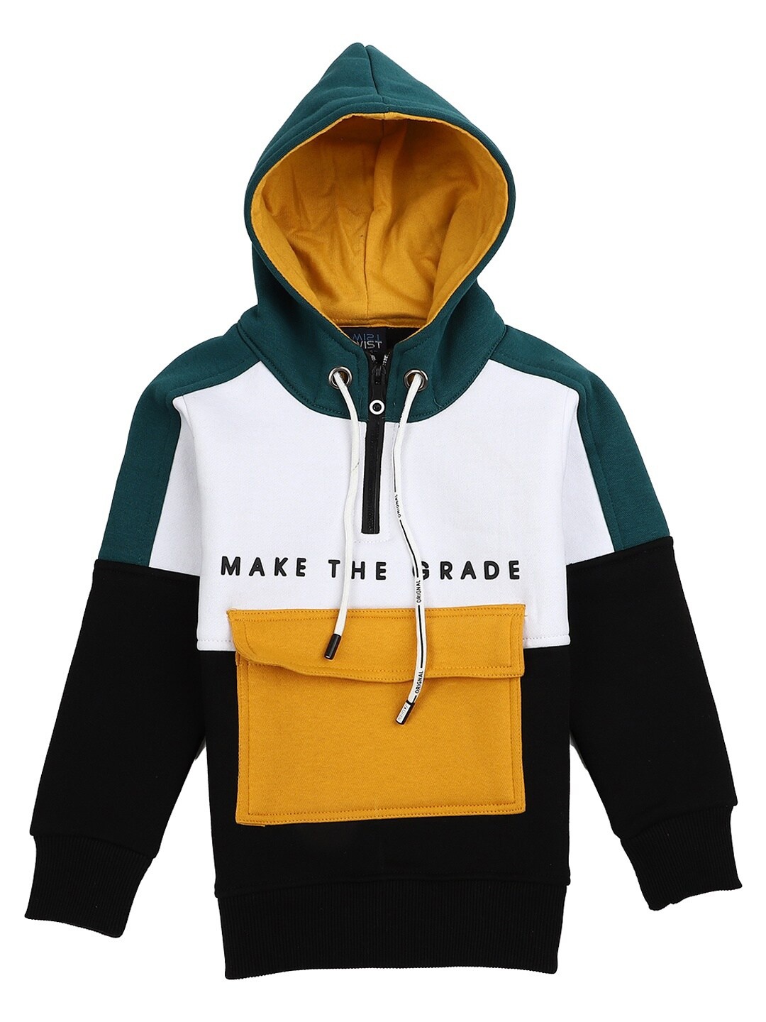

V-Mart Boys Black Colourblocked Hooded Sweatshirt