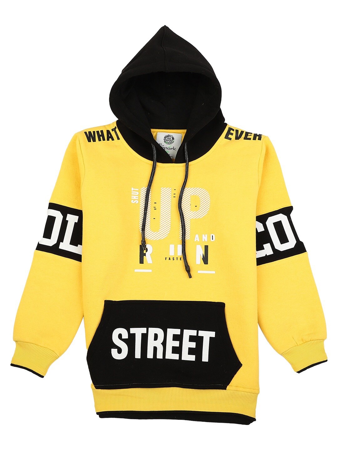 

V-Mart Boys Yellow Printed Hooded Cotton Sweatshirt