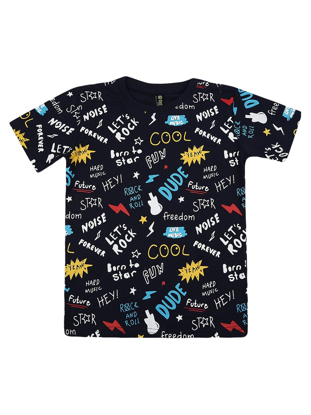 

V-Mart Boys Blue Typography Printed Applique T-shirt