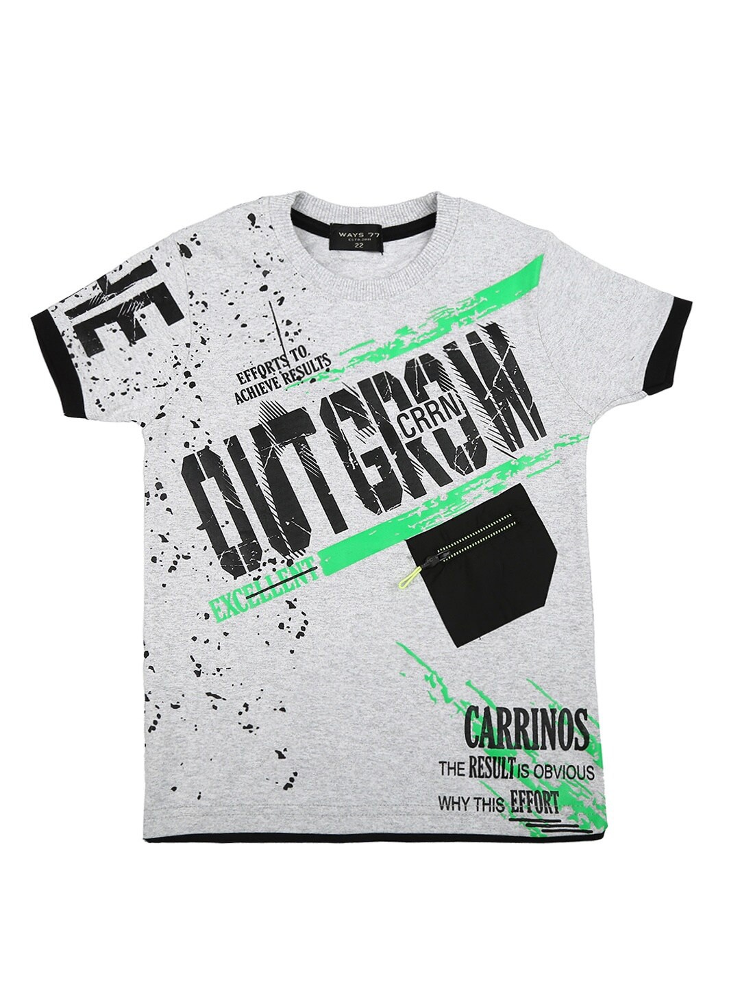 V-Mart Boys Grey Printed T-shirt
