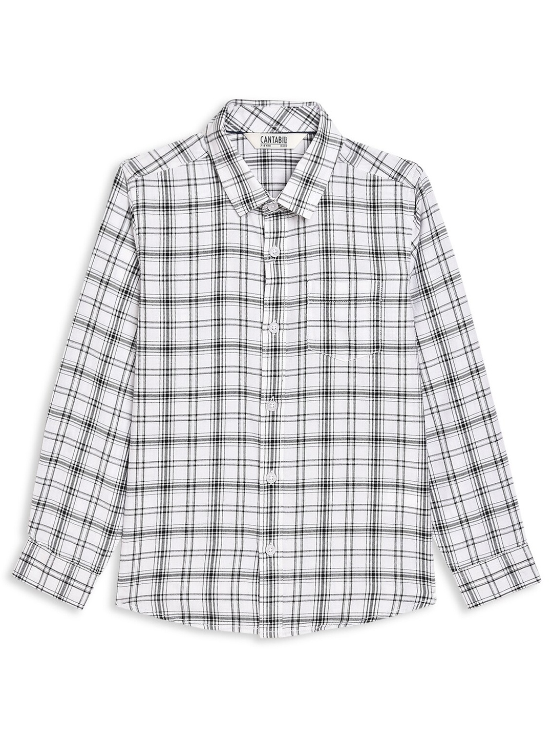 

Cantabil Boys White Tartan Checks Checked Cotton Regular Fit Casual Shirt