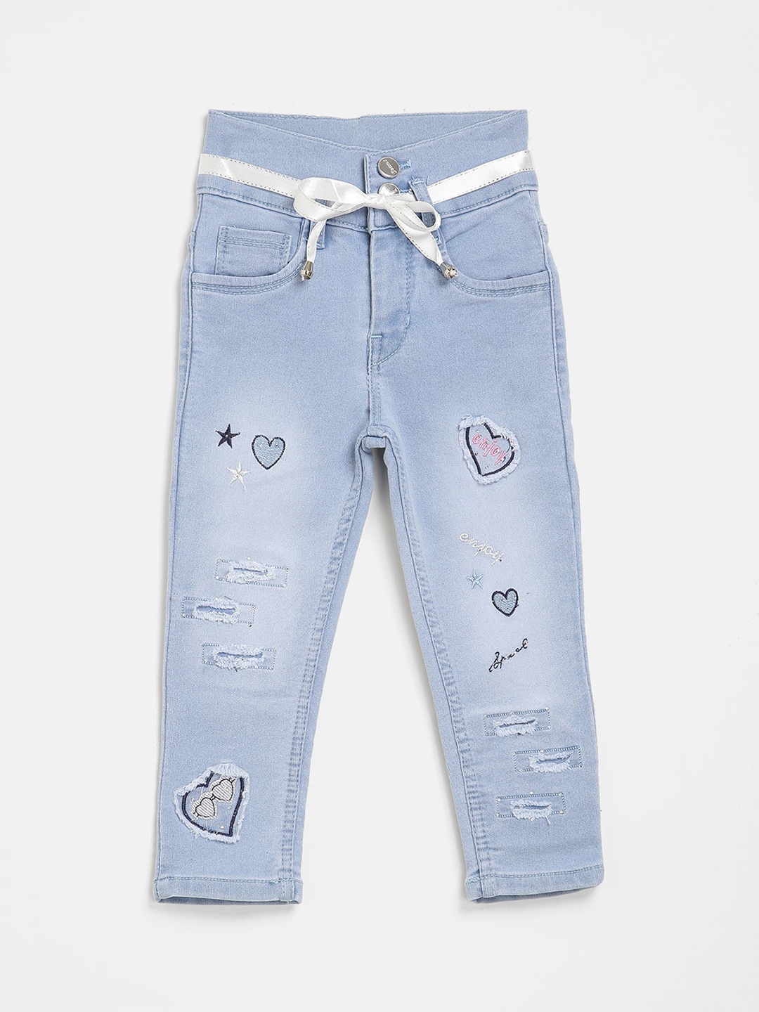 

V2 Value & Variety Girls Blue Mildly Distressed Light Fade Jeans