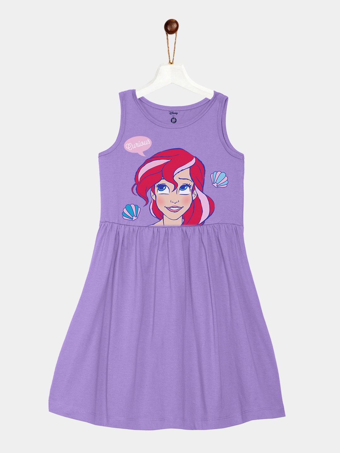 

YK Disney Girls Purple & Red Little Mermaid Printed Areal Fit & Flare Sleeveless Dress