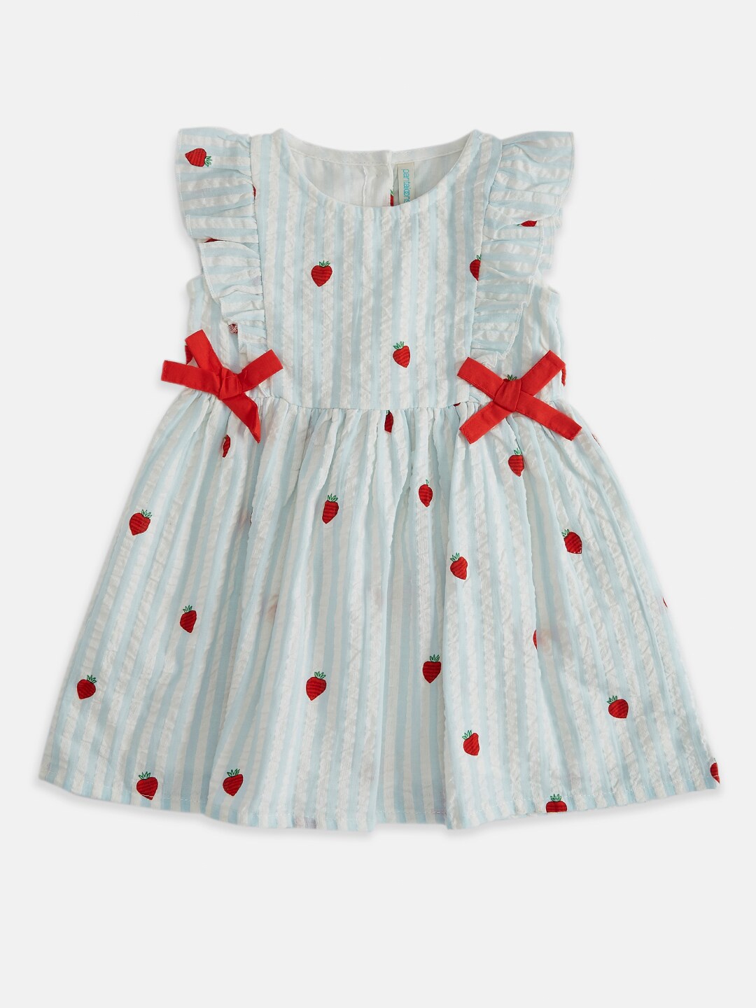 

Pantaloons Baby Girls Blue & Red Strawberry Printed Dress