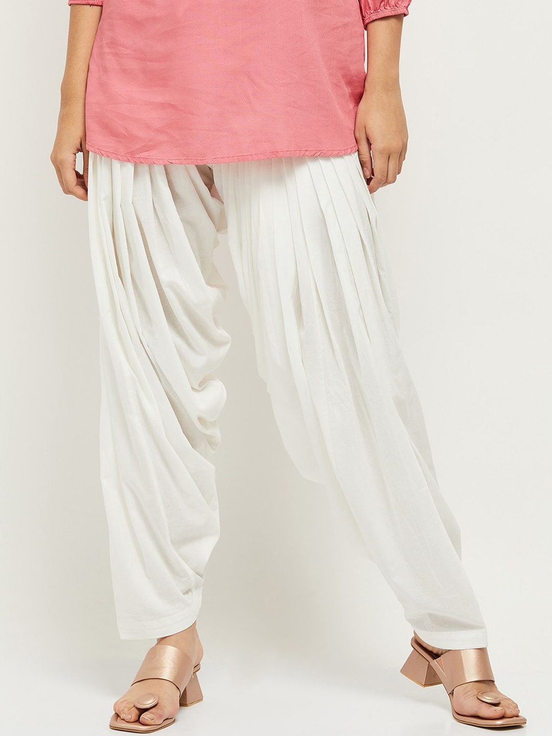 

max Women Off White Solid Pure Cotton Patiala