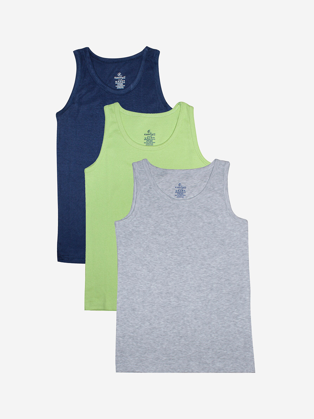 

KiddoPanti Boys Pack Of 3 Innerwear Vests, Navy blue