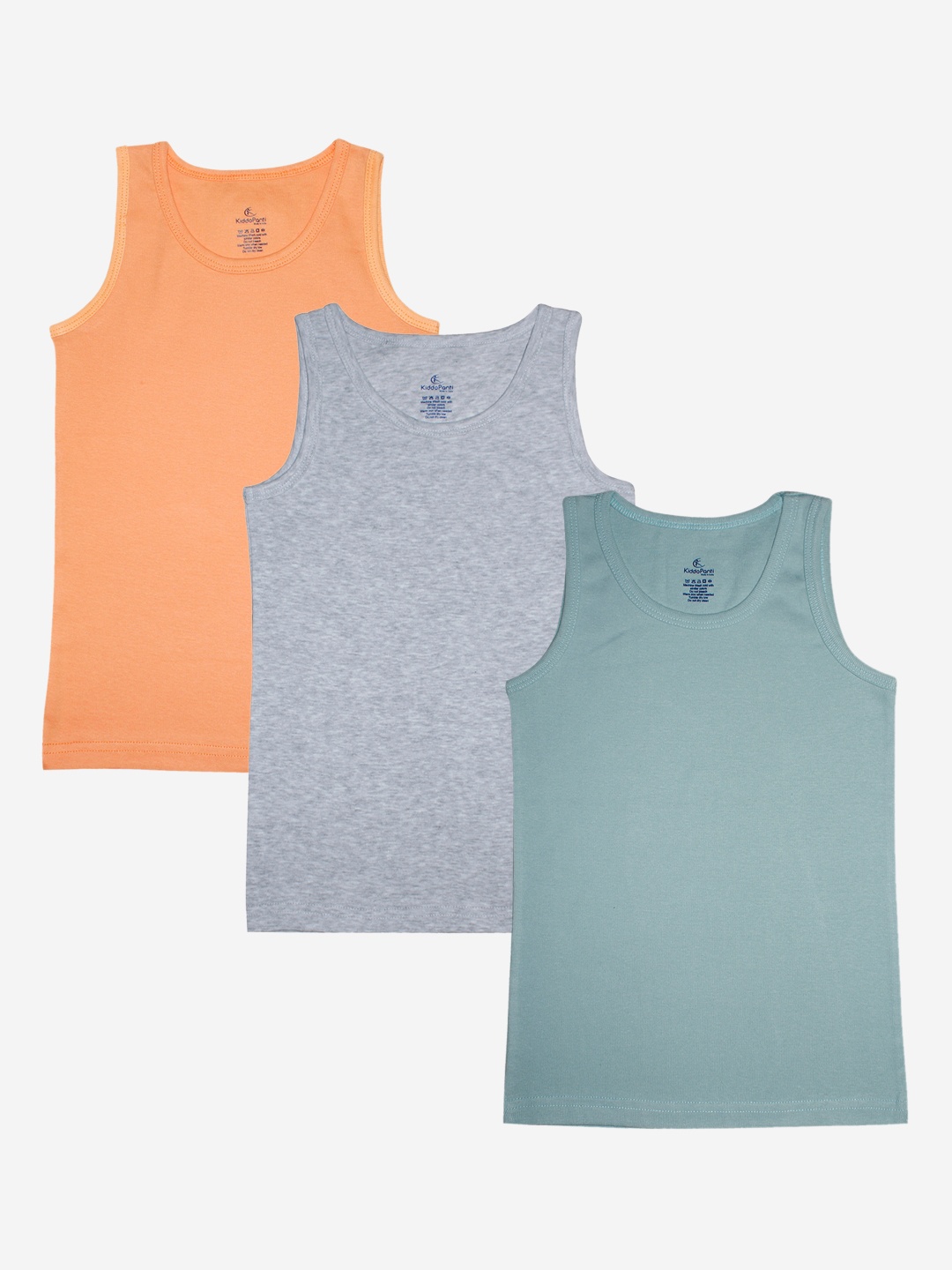 

KiddoPanti Boys Pack of 3 Assorted Solid Pure Cotton Innerwear Vests