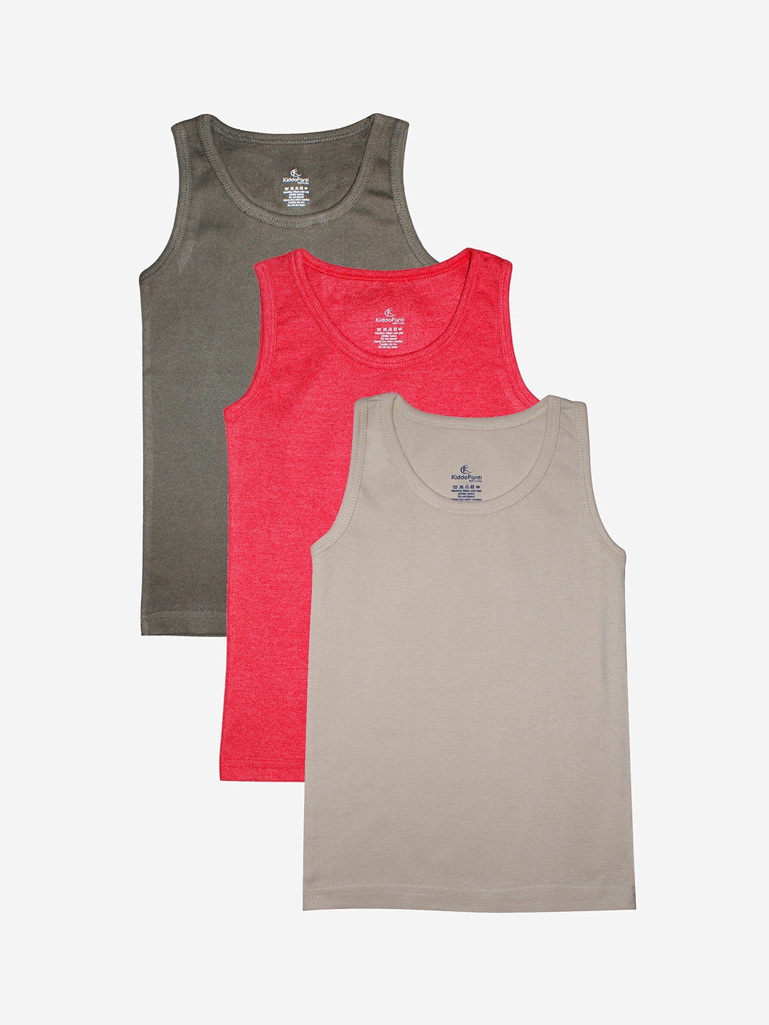 

KiddoPanti Boys Pack of 3 Innerwear Vests, Red