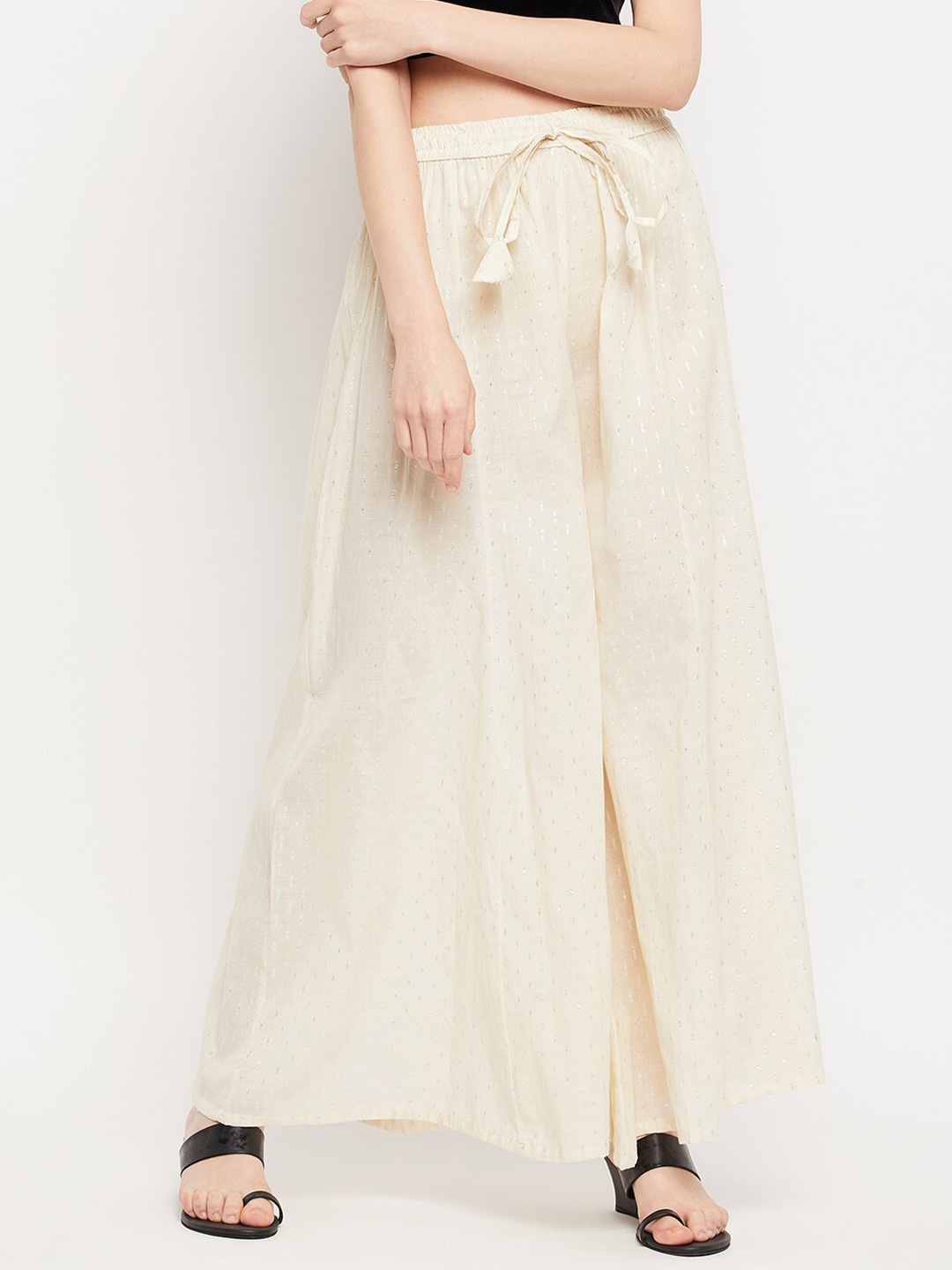 

Clora Creation Women Cream-Coloured Flared Palazzos
