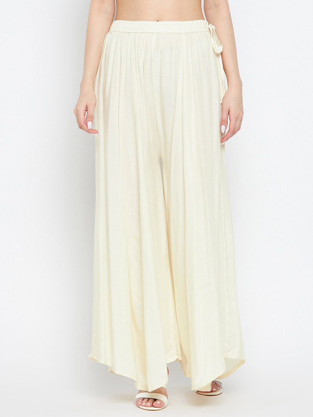 

Clora Creation Women Cream-Coloured Flared Fit Ethnic Palazzos