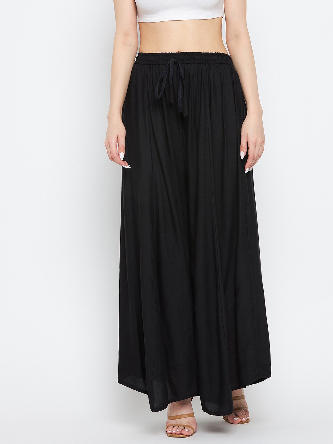 Clora Creation Women Black Flared Ethnic Palazzos