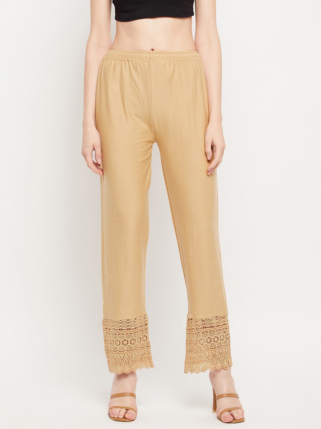 

Clora Creation Women Beige Hem Design Ethnic Palazzos