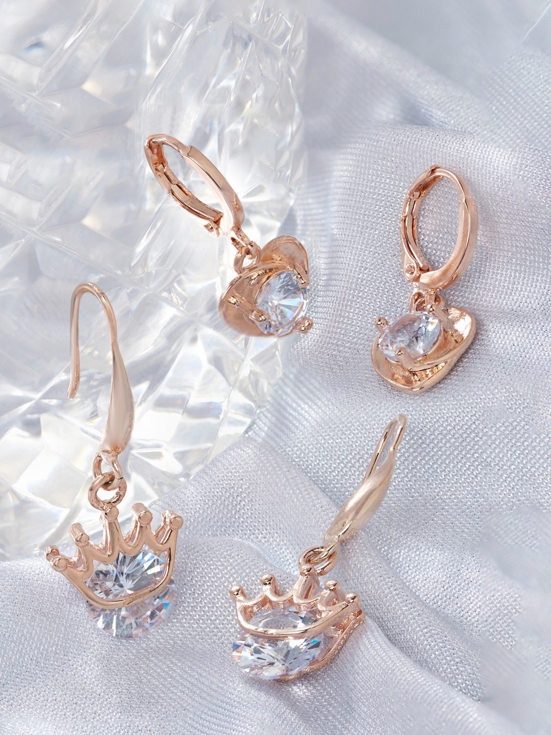 

Zaveri Pearls Rose Gold Contemporary Set of 2 Hoop Earrings