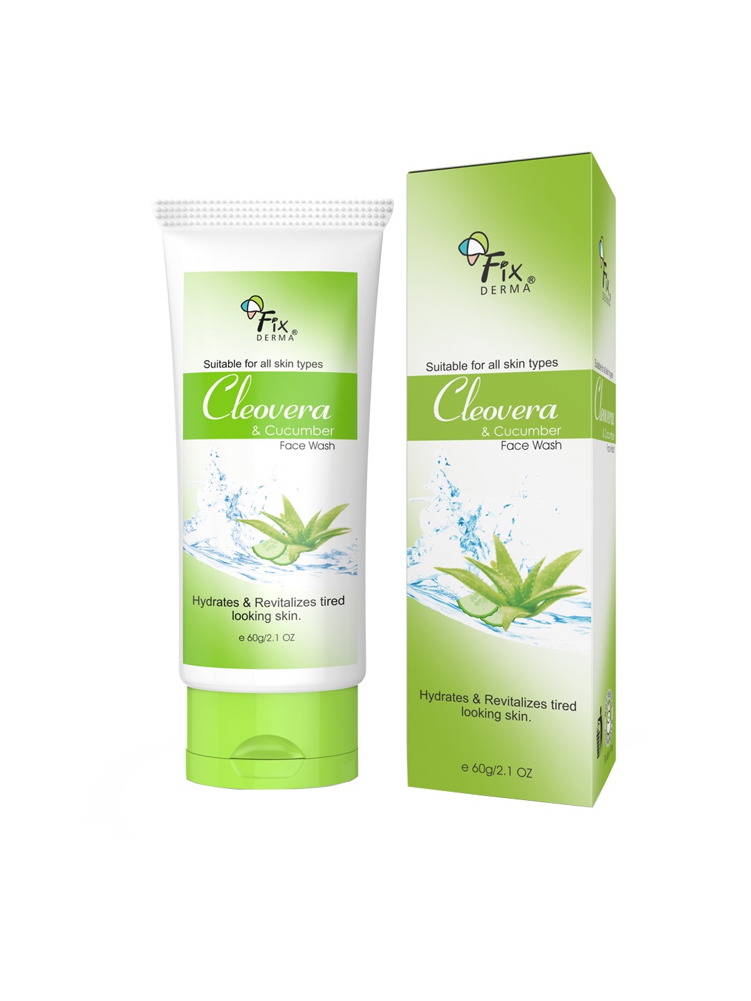 

Fixderma Cleovera & Cucumber Facewash with Aloe Vera - 60g, Green