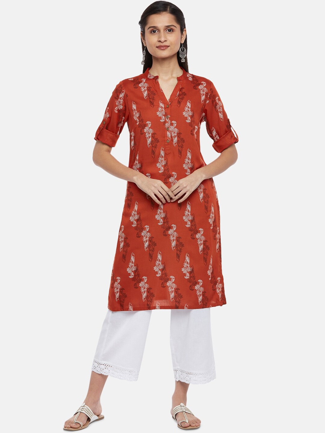 RANGMANCH BY PANTALOONS Women Rust Floral Printed Kurta