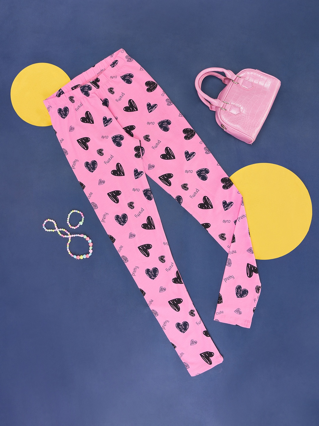 Pantaloons Junior Girls Beige & Pink Floral Ankle-Length Leggings, White