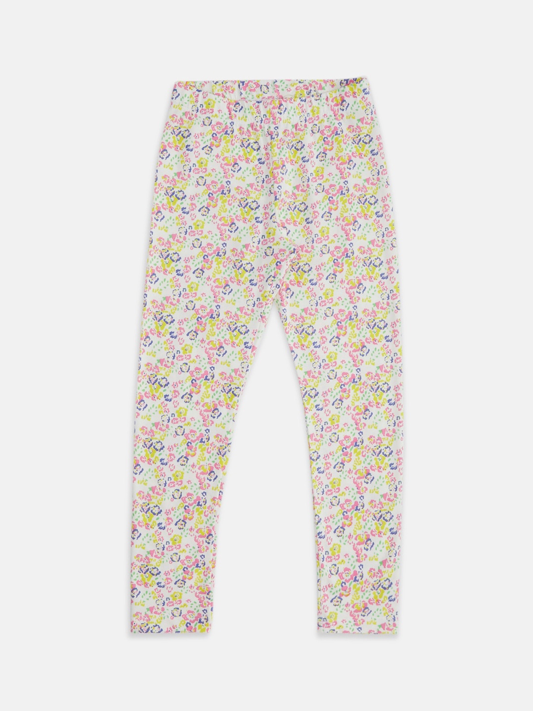 

Pantaloons Junior Girls Off White & Pink Printed Cotton Lycra Ankle Length Leggings