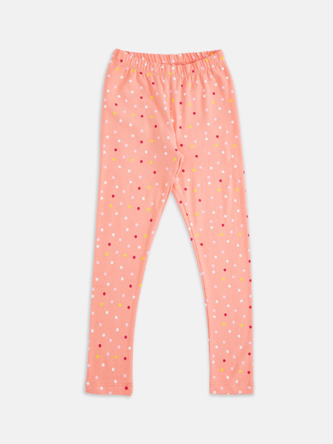 

Pantaloons Junior Girls Peach-Coloured & White Printed Leggings