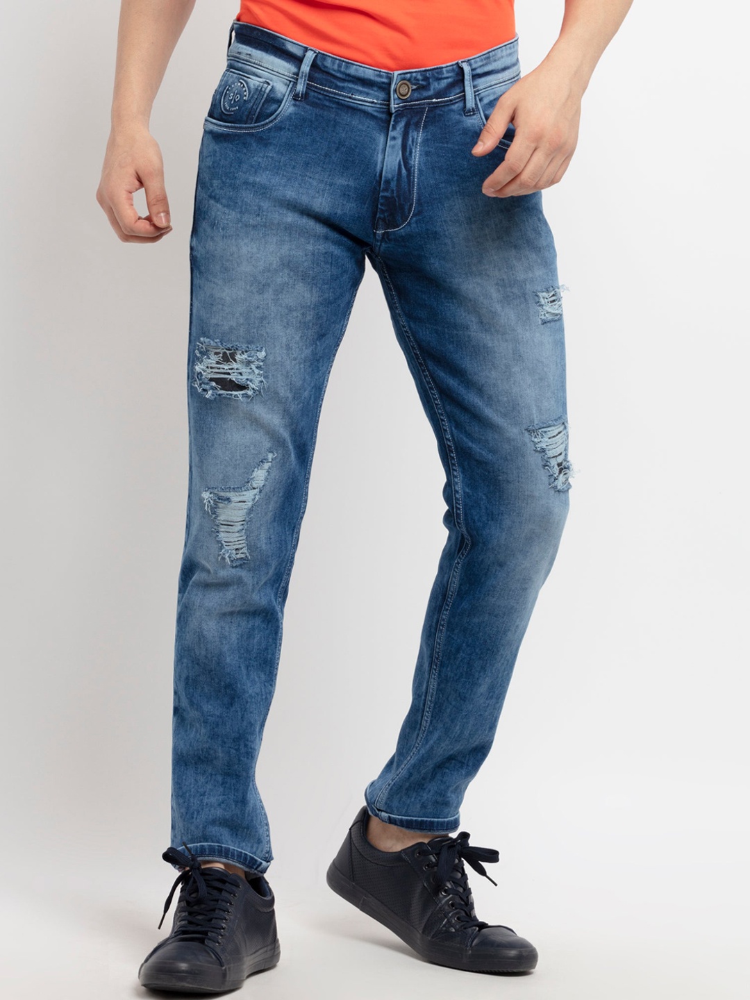 

Status Quo Men Blue Slim Fit Mildly Distressed Heavy Fade Stretchable Jeans
