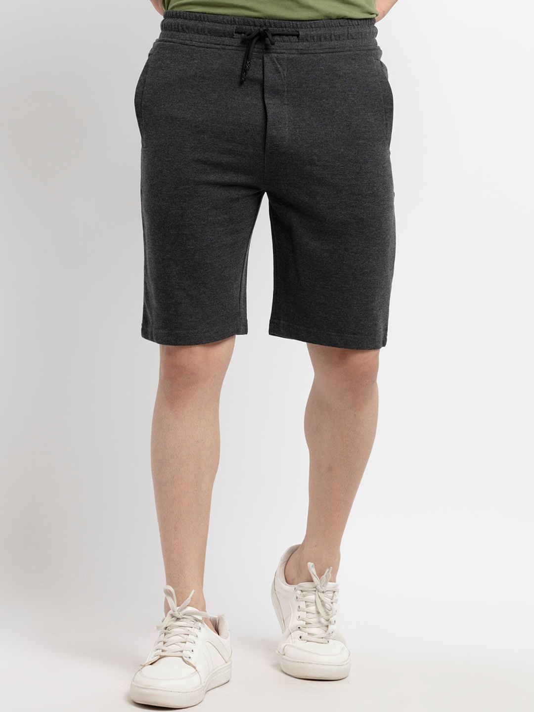 

Status Quo Men Charcoal Solid Cotton Shorts