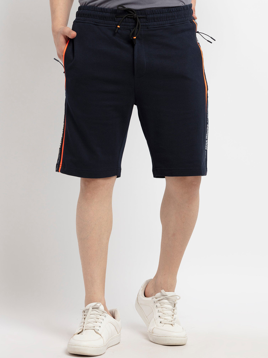 

Status Quo Men Navy Blue Solid Shorts
