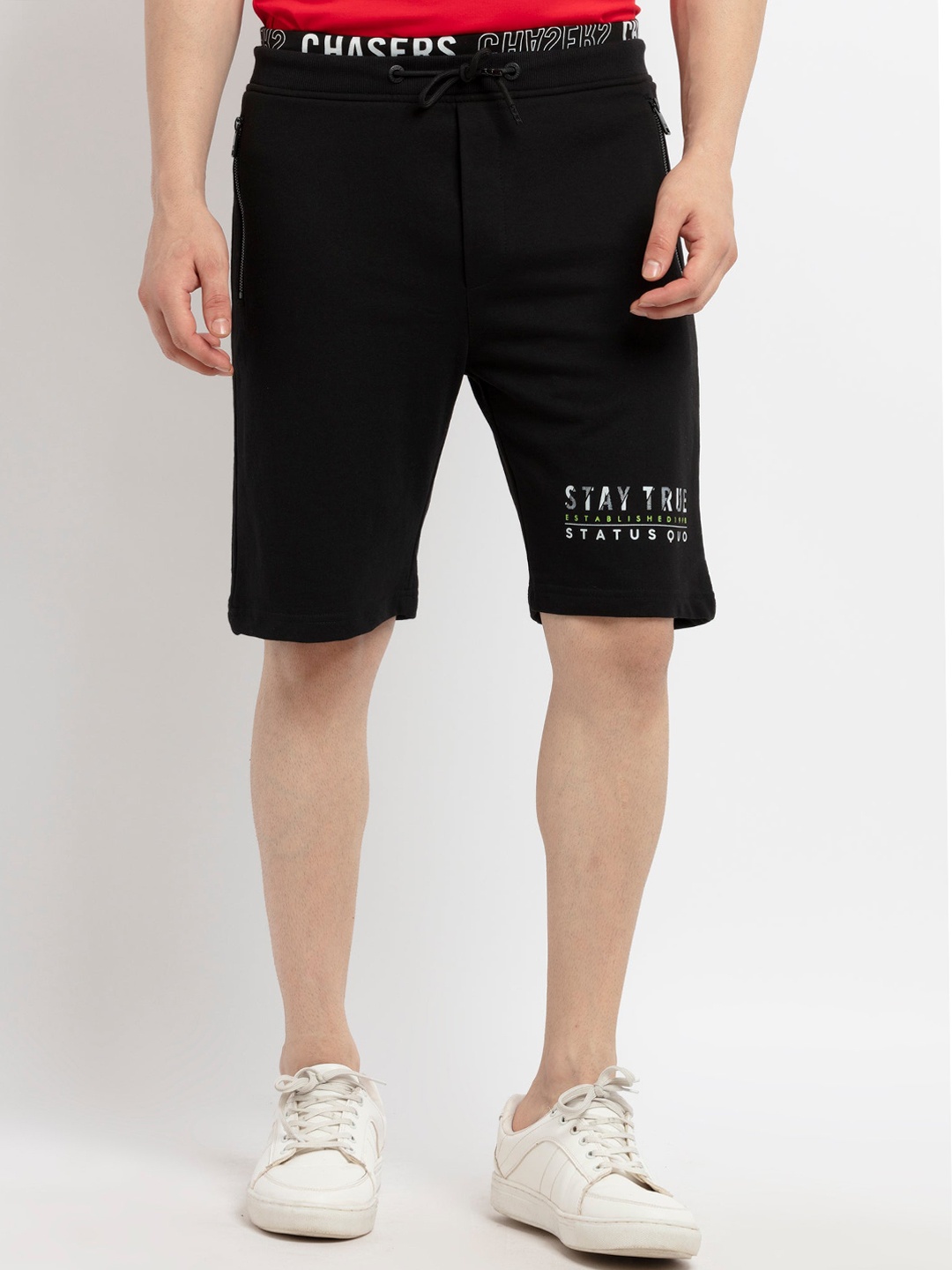 

Status Quo Men Black Solid Mid Rise Regular Shorts