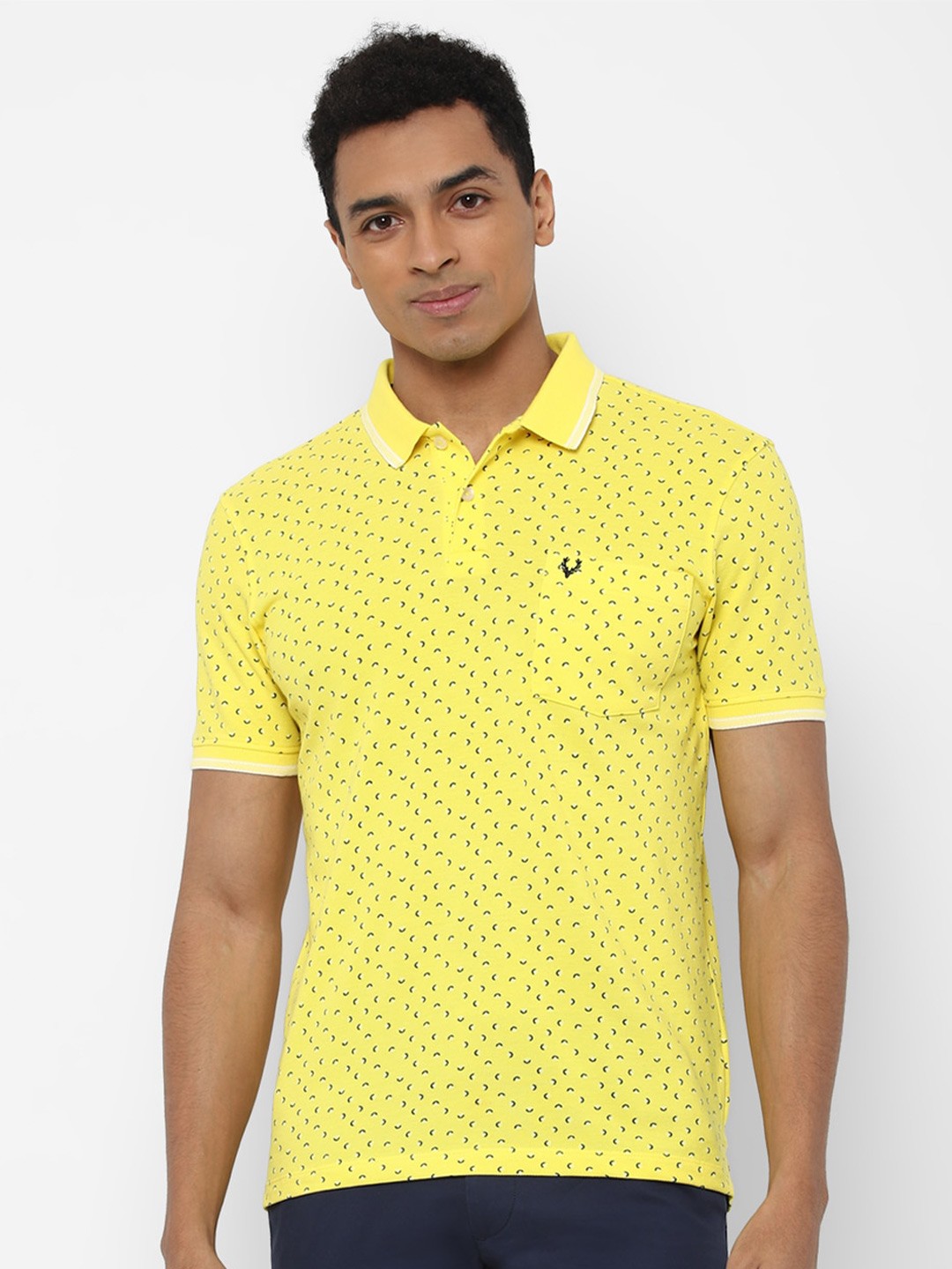 

Allen Solly Men Yellow Printed Polo Collar T-shirt