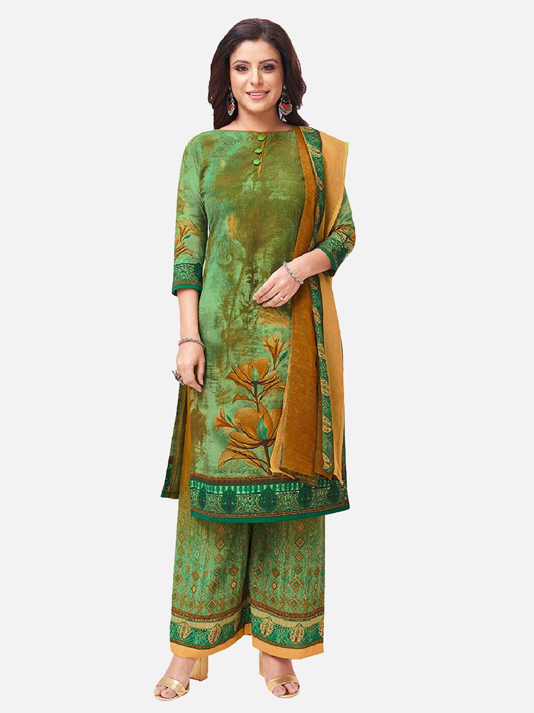 

SALWAR STUDIO Women Green Dress Material