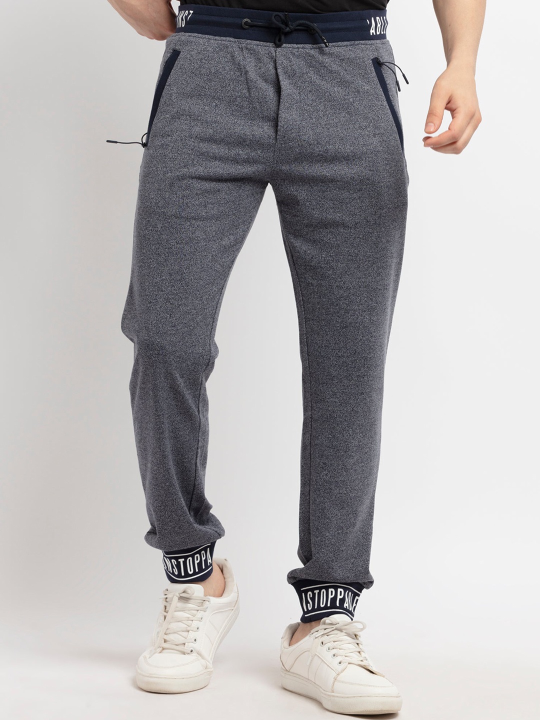 

Status Quo Men Navy Blue Solid Cotton Joggers