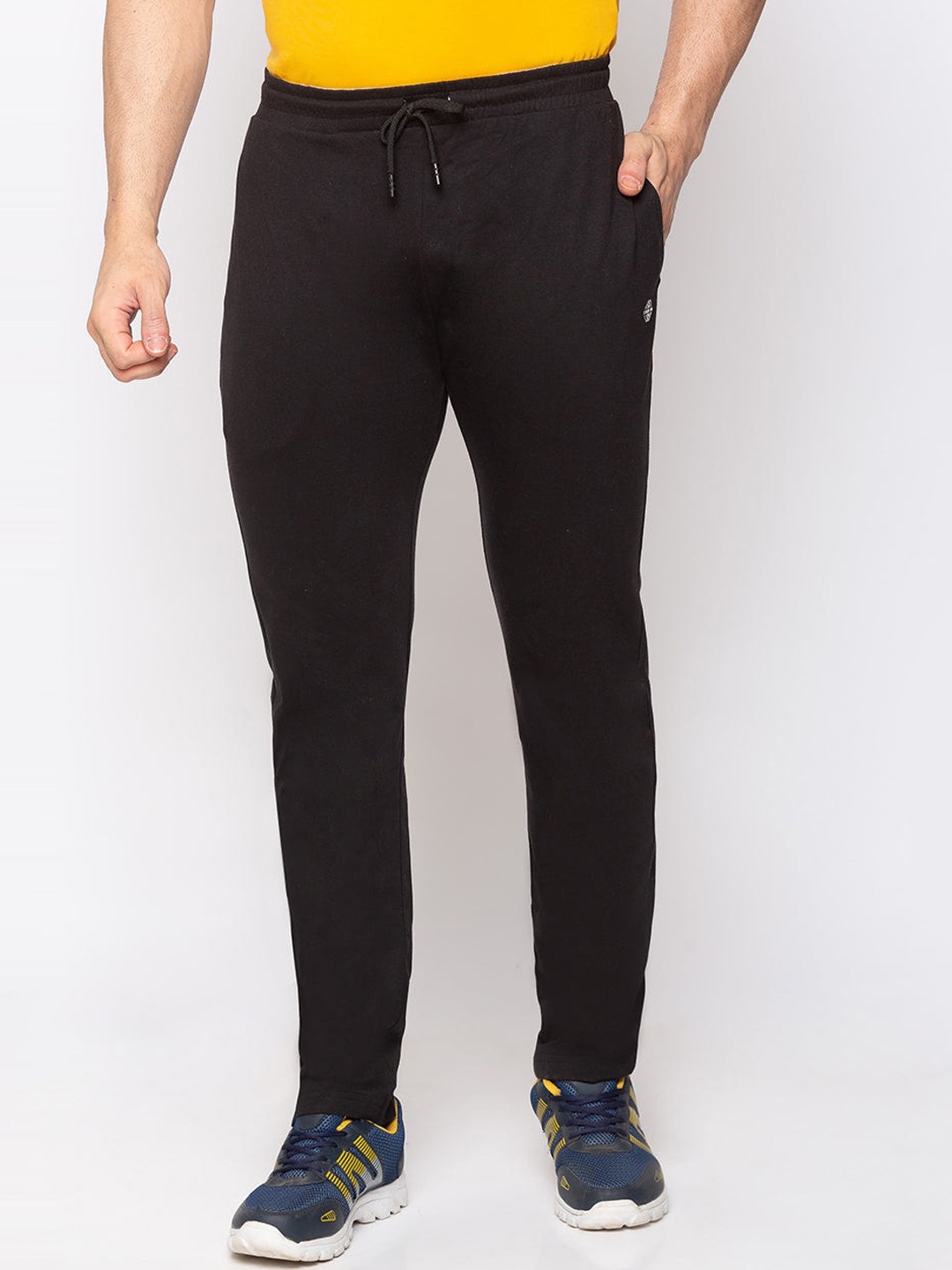 

Status Quo Men Plus Size Black Solid Pure Cotton Track Pants