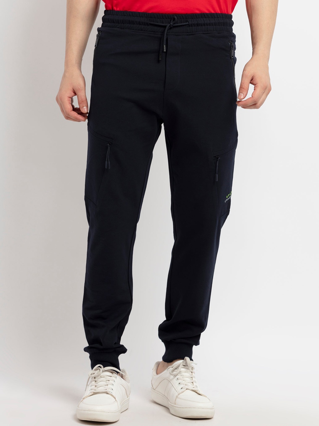 

Status Quo Men Navy Blue Solid Cotton Track Pant