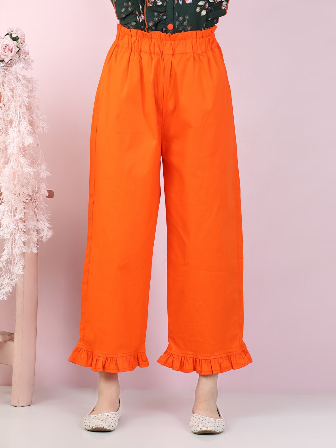 

Cutiekins Girls Orange Ruffled Palazzos