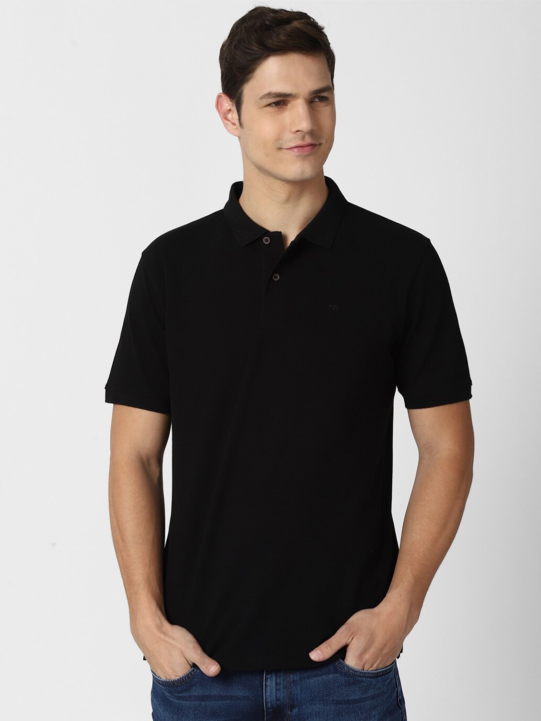 

Peter England Casuals Men Black Polo Collar T-shirt