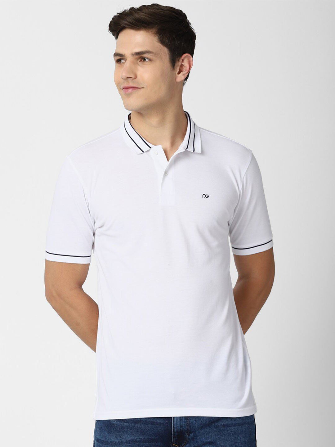 

Peter England Casuals Men White Polo Collar T-shirt
