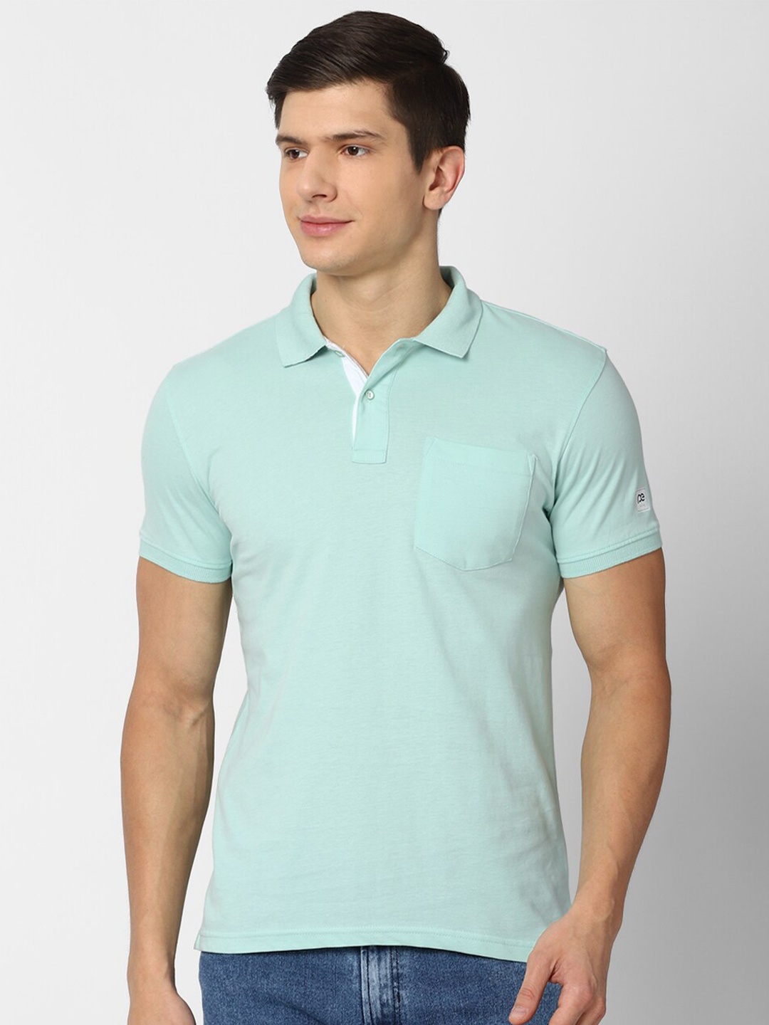 

Peter England Casuals Men Green Polo Collar Slim Fit T-shirt